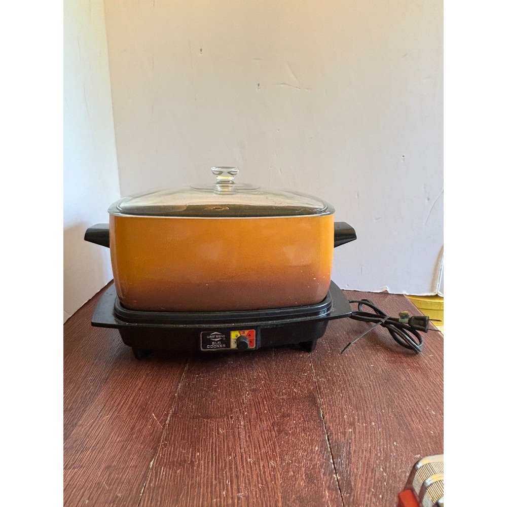 West Bend Slo-Cooker Vintage 6 Qt Harvest Gold Ombre Slow Cooker Griddle Base